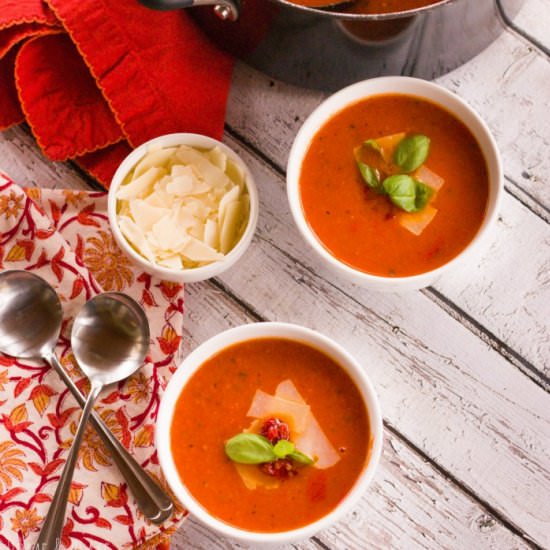 Sun Dried Fire Roasted Tomato Soup - Recipe photo by homeandplate