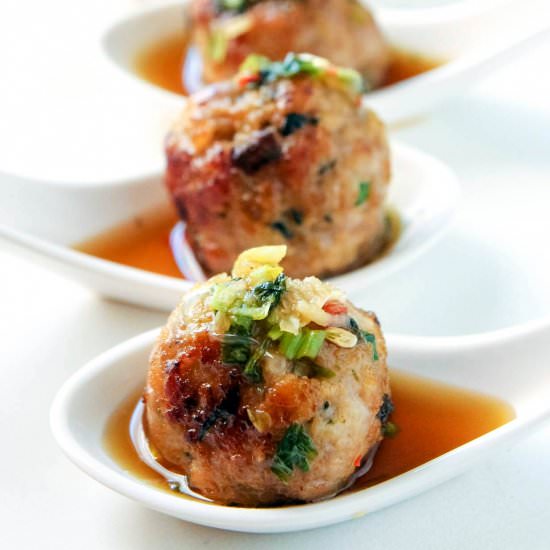 Thai-Style Pork Meatballs - Recipe photo by Leelalicious