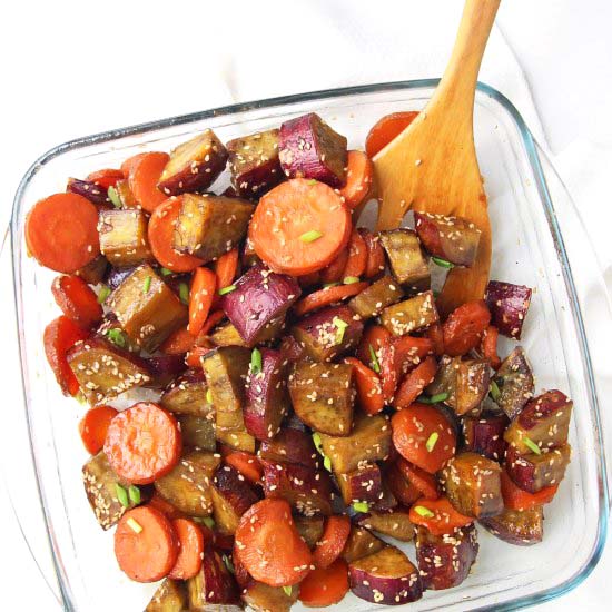 Roasted Sweet Potato and Carrots - Recipe photo by Leelalicious