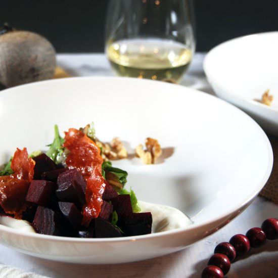 Beet Salad with Goat Cheese Crema - Recipe photo by thecharmingdetroiter
