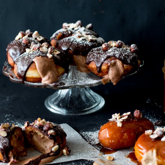 Nutella-Raspberry Filled Donuts - Recipe photo by thebrickkitchen
