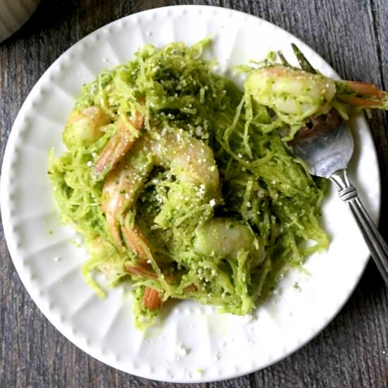 Squash with Spinach Walnut Pesto - Recipe photo by MyLifeCookbook