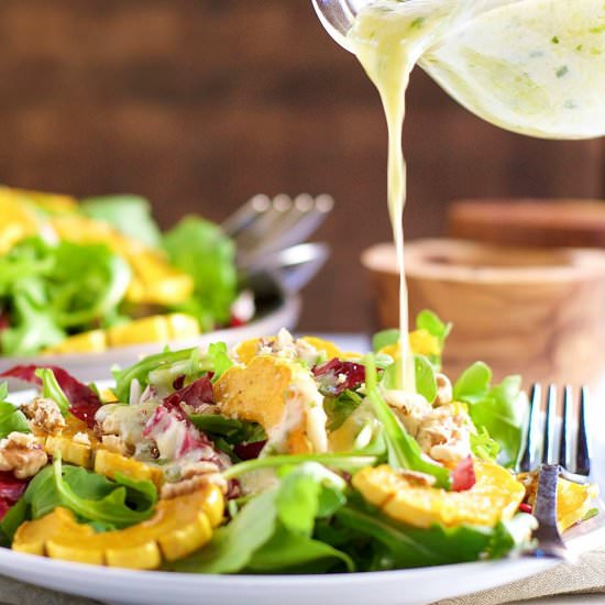 Roasted Delicata Winter Salad - Recipe photo by PinchandSwirl