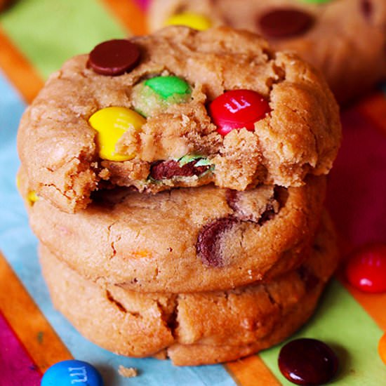 Chewy Peanut Butter M&M’s Cookies - Recipe photo by When Hungry