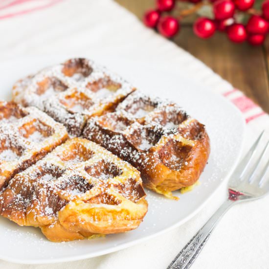 Eggnog Brioche Waffles - Recipe photo by monpetitfour