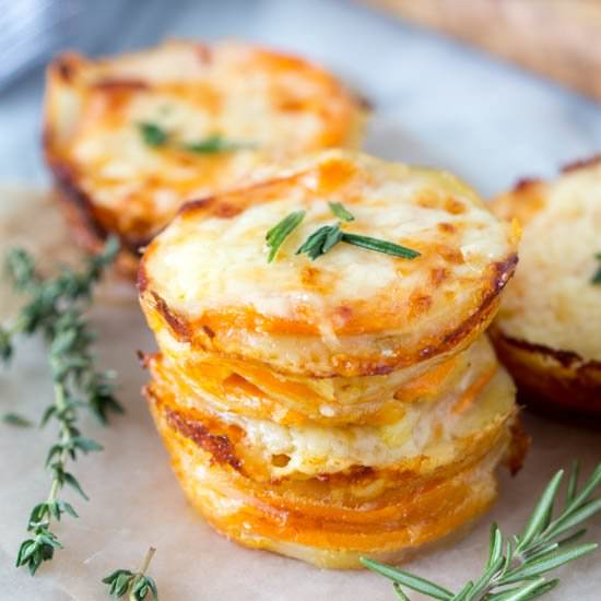 Two Cheese Scalloped Potato Stacks - Recipe photo by Simple Healthy Kitchen