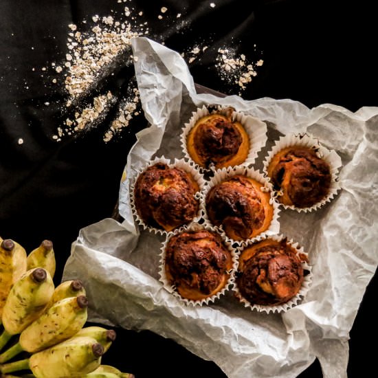 Nutella and Oat Banana Muffin - Recipe photo by islandsmile