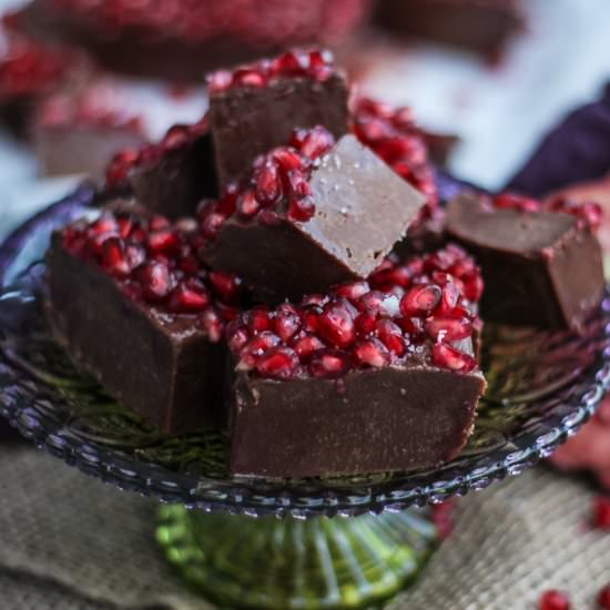 Salted Pomegranate Chocolate Fudge - Recipe photo by Honest and Tasty