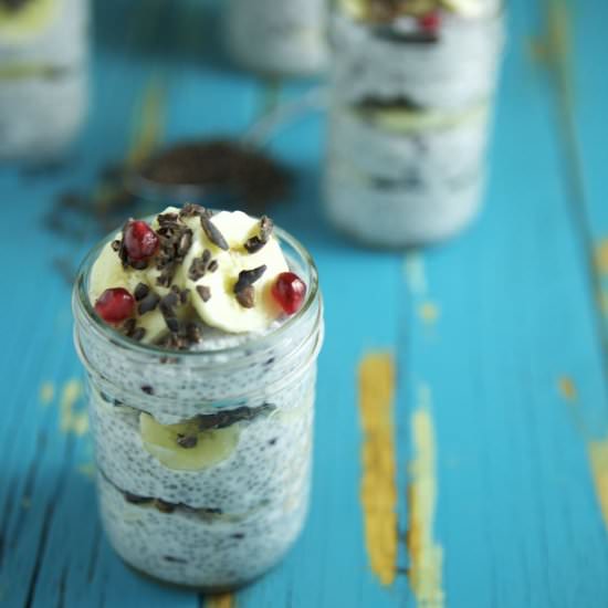 Coconut Chia Banana Pomegranate Parfait - Recipe photo by nakedcuisine