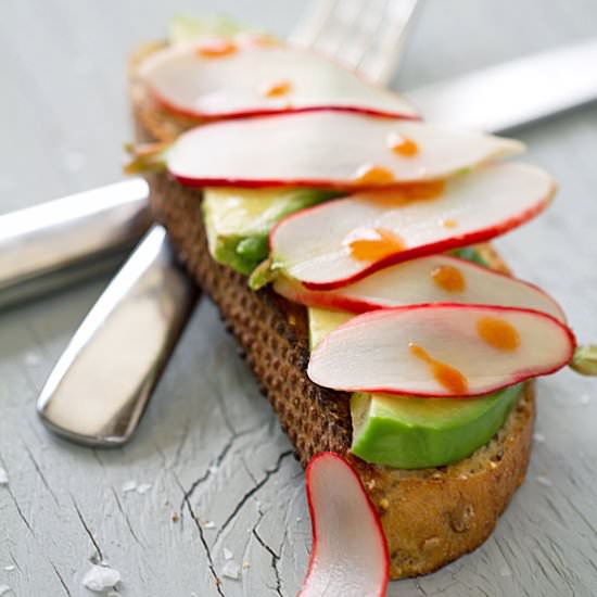 Avocado Toast with Pickled Radish - Recipe photo by SippitySup