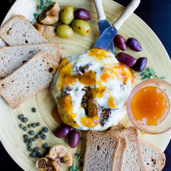 Fig Olive Tapenade Stuffed Brie - Recipe photo by two.purple.figs