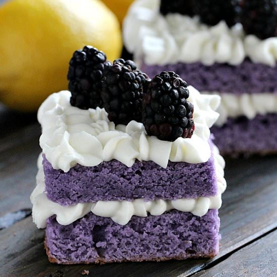 Vanilla Lemon Purple Cake - Recipe photo by peasandpeonies