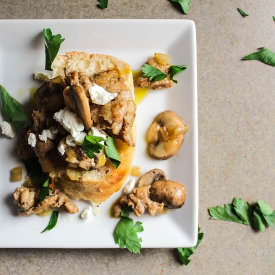 Sausage and Mushroom Crostini - Recipe photo by Lisa G Cooks