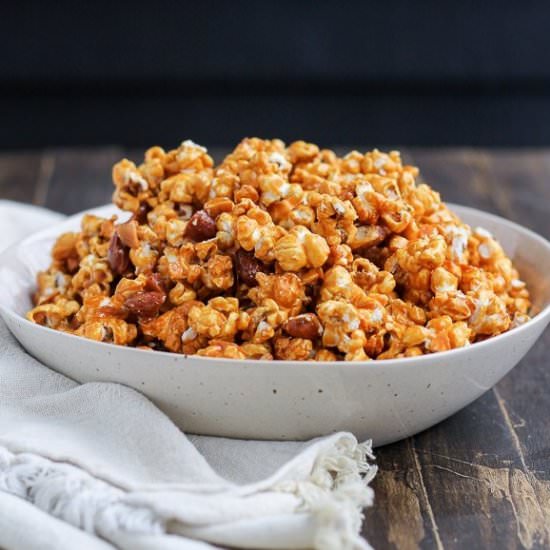Salted Honey Almond Caramel Corn - Recipe photo by bakerita