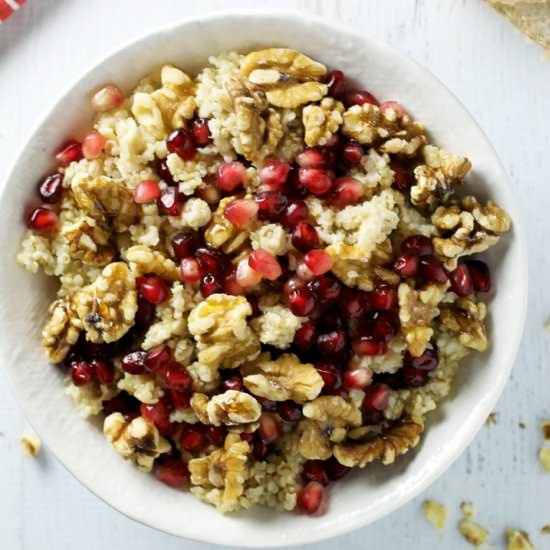 Pomegranate Walnut Quinoa Oatmeal - Recipe photo by spinach4breakfast