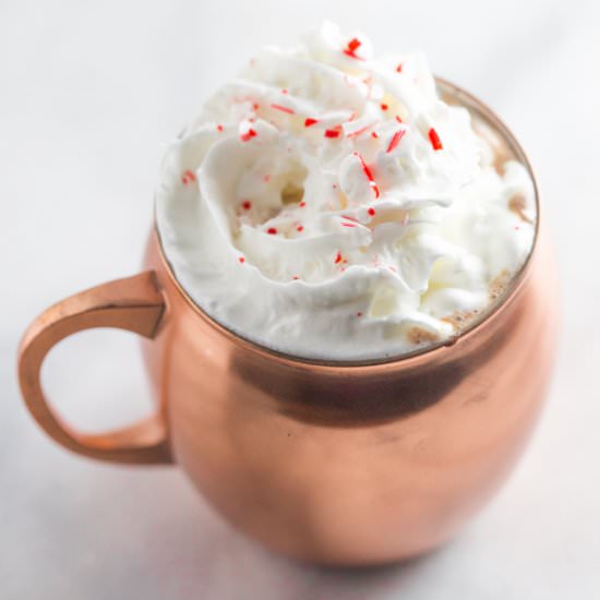 Spiked Peppermint Hot Chocolate - Recipe photo by 40aprons