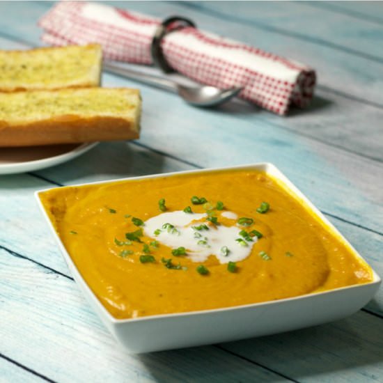 Roasted Butternut Green Curry Soup - Recipe photo by lovingitvegan