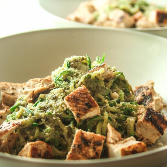 Avocado Pesto with Zucchini Noodles - Recipe photo by honestlyfitness