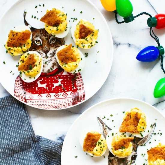 Double Mustard Deviled Eggs - Recipe photo by Kitchen Konfidence