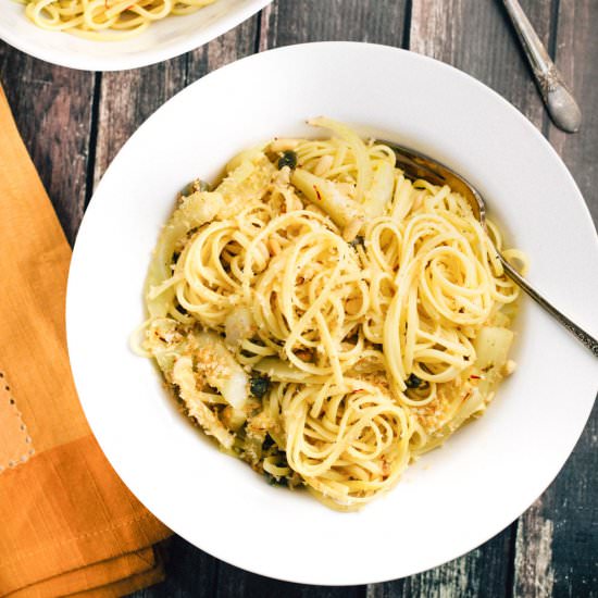 Saffron Fennel Pasta w/ Capers - Recipe photo by Veggie Chick Recipes