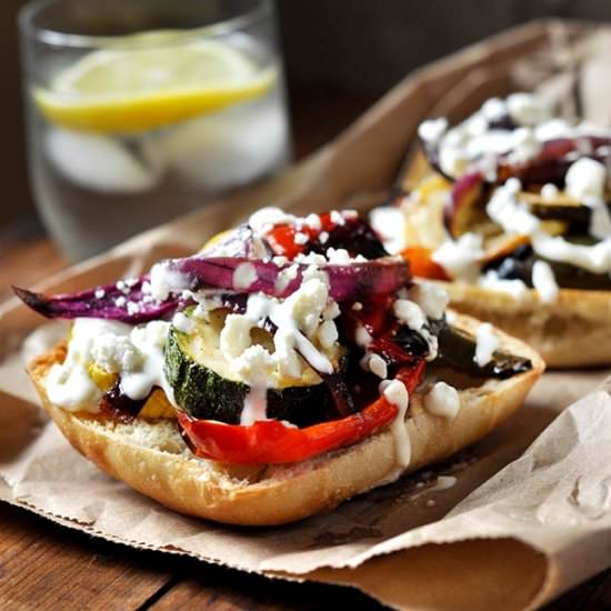 Grilled Open-faced Veggie Sandwich - Recipe photo by Mighty Mrs