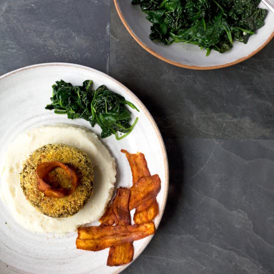 Chestnut Patties with Parsnip Bacon - Recipe photo by wrapped in newspaper