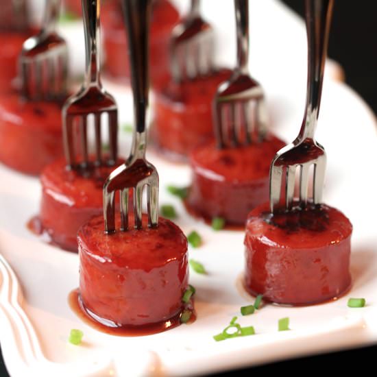 3 Ingredient Candied Kielbasa Bites - Recipe photo by TheKitchenWhisperer
