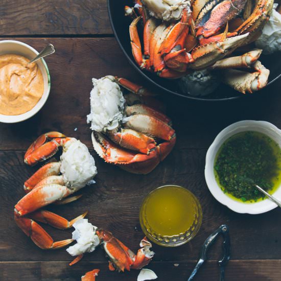 Cracked Crab with Three Sauces - Recipe photo by MillysKitchen