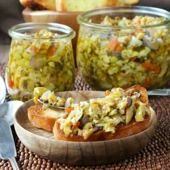Mixed Olive Tapenade Crostini - Recipe photo by Vegan In The Freezer