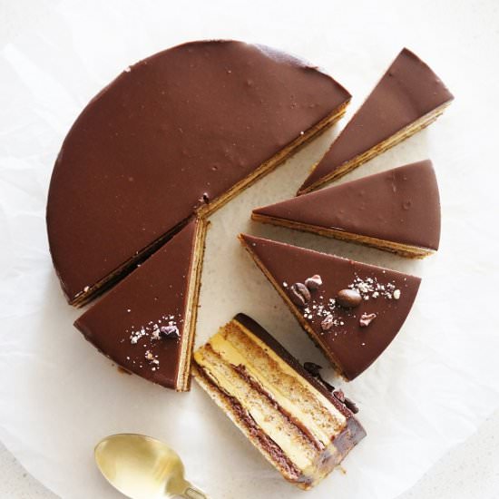 Hazelnut Opera Cake - Recipe photo by cakeletsanddoilies