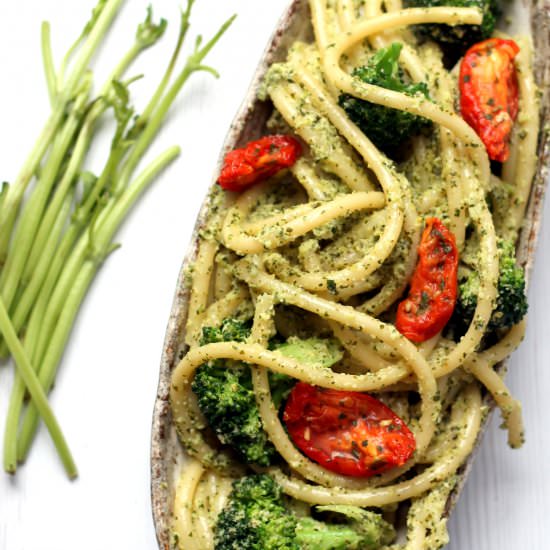 Lemon & Broccoli Pesto Pasta - Recipe photo by happyveggiekitchen