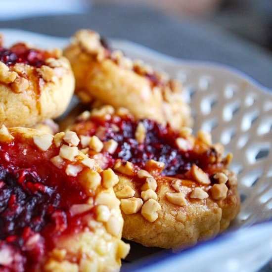 German Raspberry Thumbprint Cookies - Recipe photo by ahueats