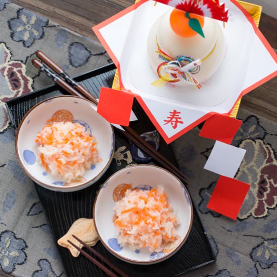 Kouhaku Namasu - Recipe photo by Chopstick Chronicles