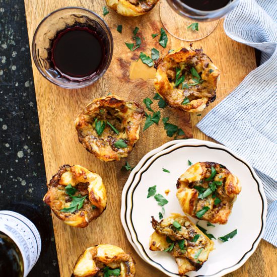 Blue Cheese, Onion and Pear Puffs - Recipe photo by Kitchen Konfidence