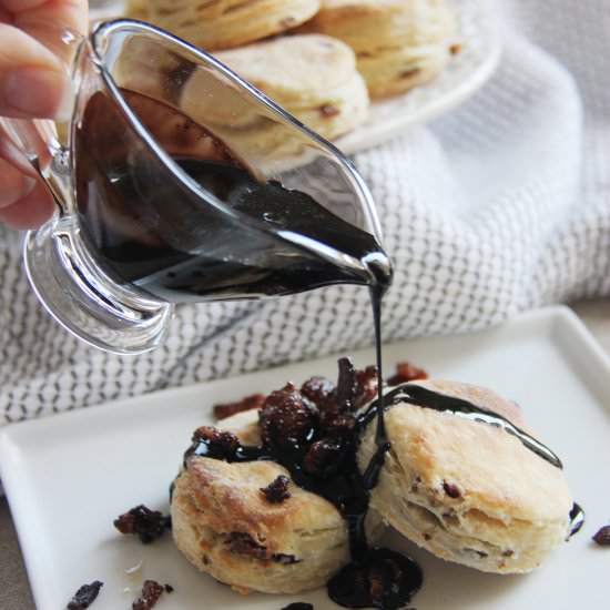 Bacon Buttermilk Biscuits & Chocolate Sauce - Recipe photo by brunchnbites