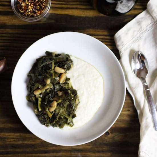 Spicy Braised Kale and White Beans - Recipe photo by susanstable
