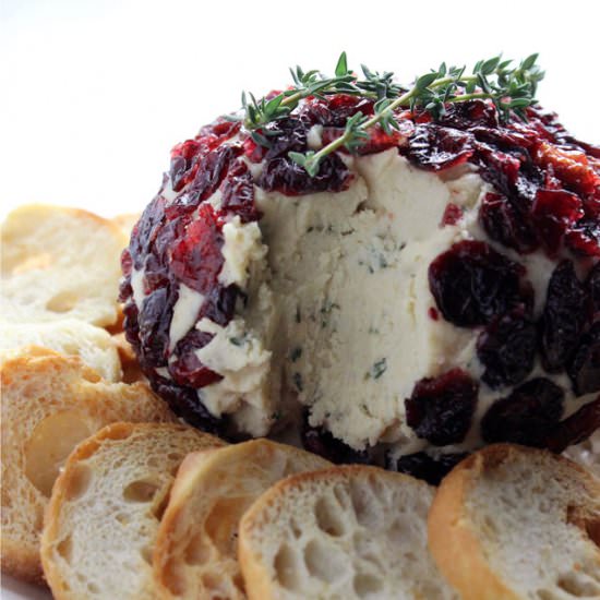 Cranberry & Thyme Vegan Cheese Ball - Recipe photo by ItDoesntTasteLikeChicken