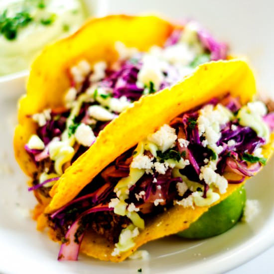 Beef Tacos with Cilantro Slaw - Recipe photo by wendypolisi