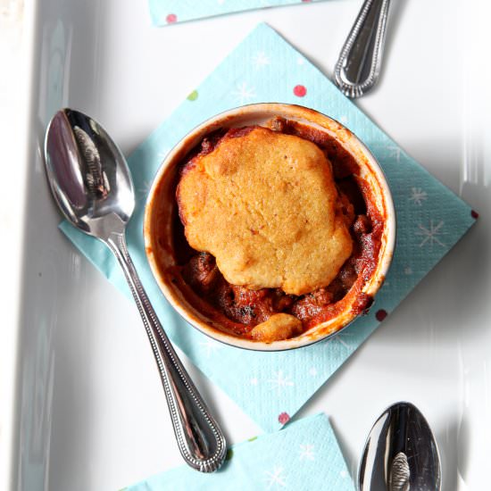 Chili Cornbread Pot Pies - Recipe photo by thespeckledpalate