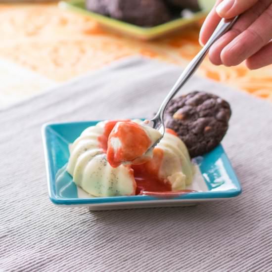 Panna Cotta and Strawberry Coulis - Recipe photo by JoJoNookAndCranny