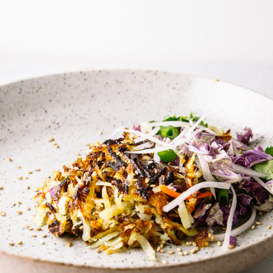 Sweet Potato Hashbrowns/Wasabi Slaw - Recipe photo by rootingthesun