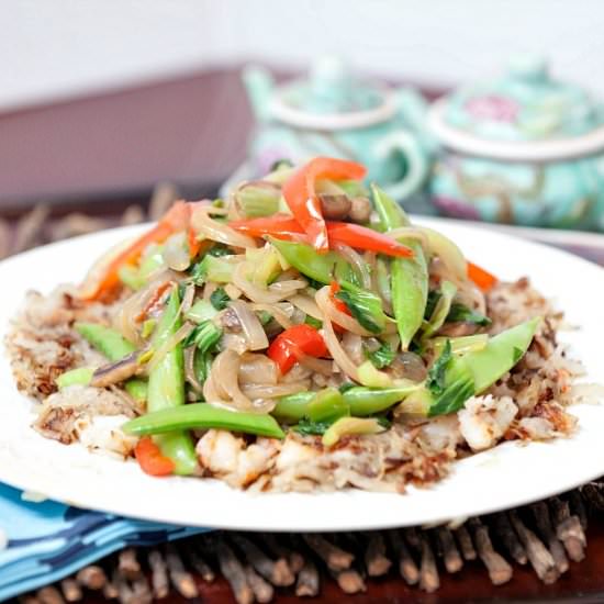 Crispy Potato Shrimp Stir Fry Veg - Recipe photo by Food Done Light
