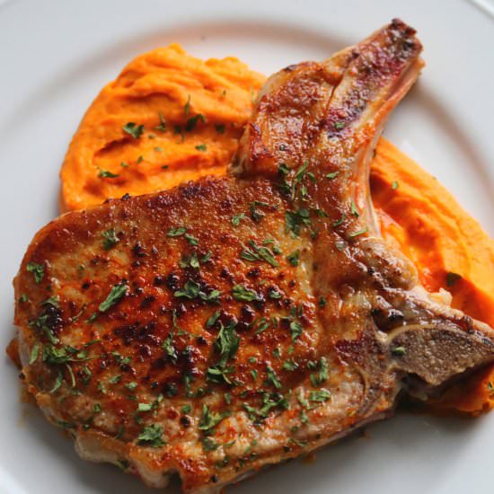 Brined Pork Chop & Sweet Potatoes - Recipe photo by GrabSomeJoy