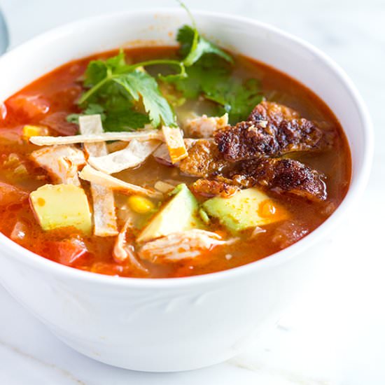Easy Chicken Tortilla Soup Recipe - Recipe photo by inspiredtaste
