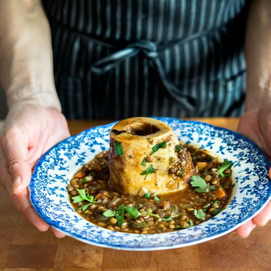 Puy Lentil and Bone Marrow Stew - Recipe photo by wild greens