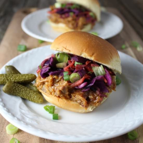 Pulled Pork Sliders w/ Cabbage Slaw - Recipe photo by HollyatTasteAndSee