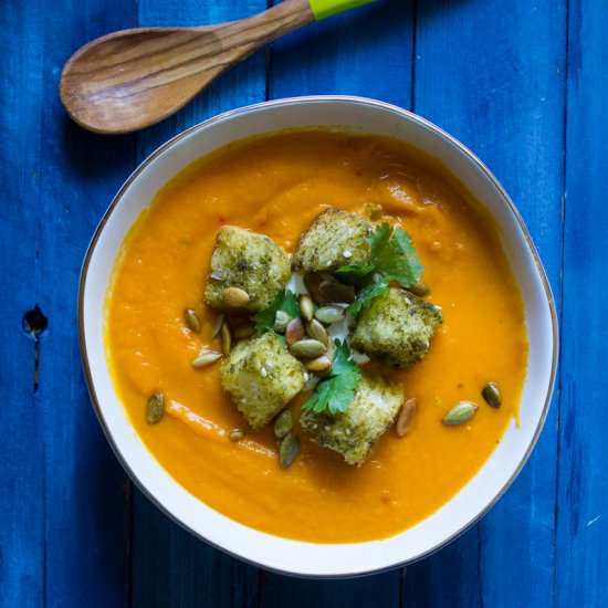 Carrot Harissa Soup - Recipe photo by WhatJewWannaEat