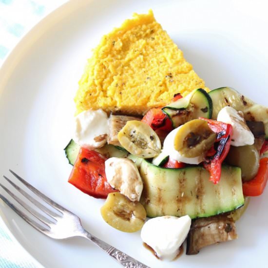 Polenta Wedges & Grilled Summer Veg - Recipe photo by Thoroughly Nourished Life