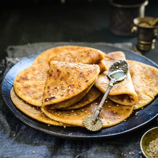 Sesame Coconut Jaggery Flat Bread - Recipe photo by Whiskaffair