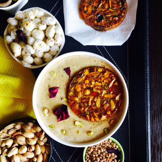 Chironji Makhane Kheer With Chikki - Recipe photo by My Tryst With Food And Travel